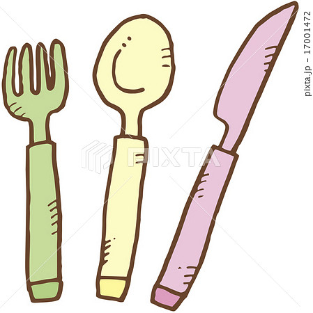プラスチックのナイフとフォークとスプーンのイラスト素材