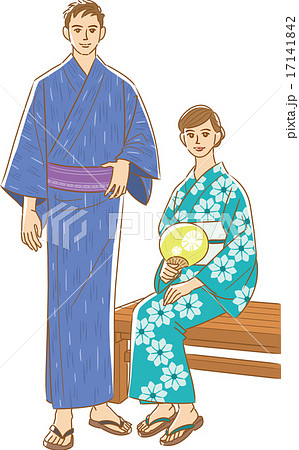 和服 カップル 浴衣 ファッションの写真素材