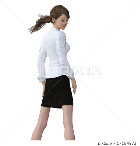 振り向く 女性 笑顔 一人のイラスト素材