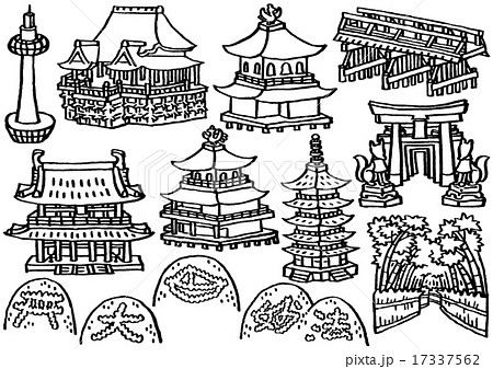 銀閣寺のイラスト素材