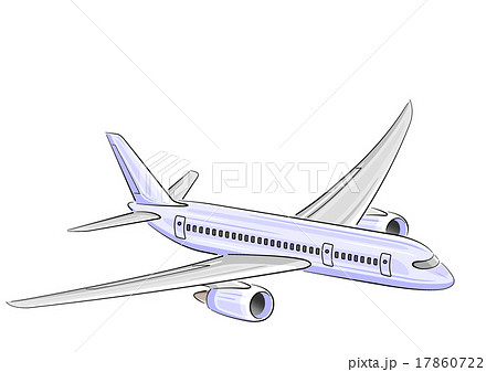 挿絵 飛ぶ 飛行機 旅客機のイラスト素材