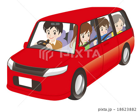 ドライブ 家族 ミニバン 車のイラスト素材