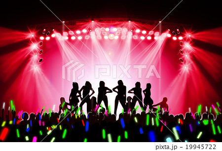 ライブステージ アイドル コンサート サイリウムのイラスト素材