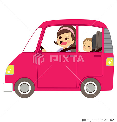 Mom Driving Car With Babyのイラスト素材