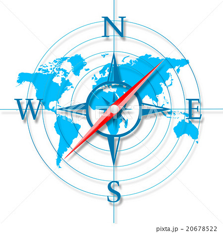 世界地図 コンパス 東西南北 地図のイラスト素材