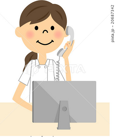看護師 女性 電話 人物のイラスト素材