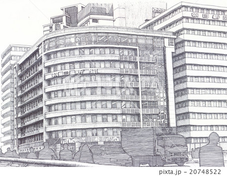 朝日新聞ビルのイラスト素材