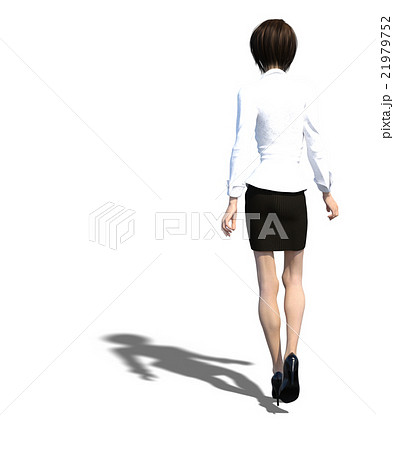 女性 少女 後ろ姿 歩くのイラスト素材