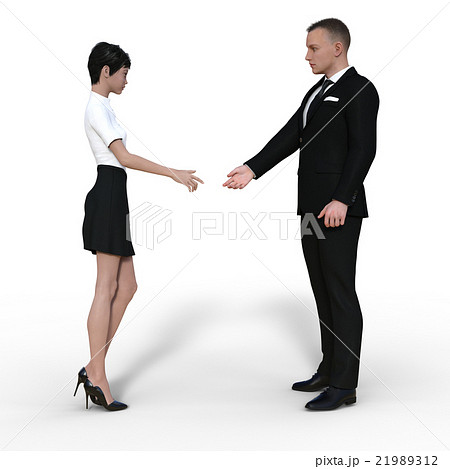 人物 女性 握手 向き合うのイラスト素材