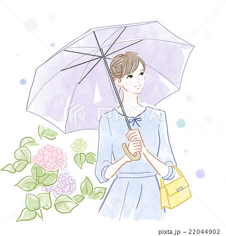 女性 1人 雨 傘のイラスト素材