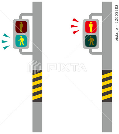 信号機 歩行者用 青信号 赤信号のイラスト素材 Pixta