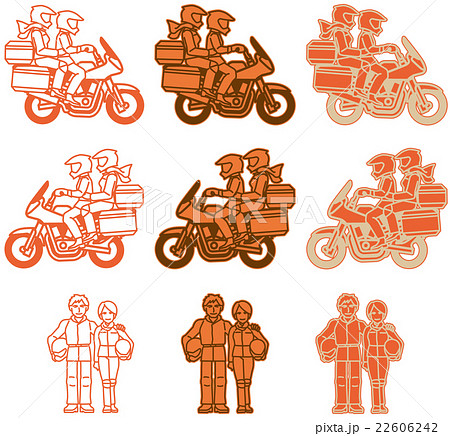 二人乗り カップル バイクの写真素材