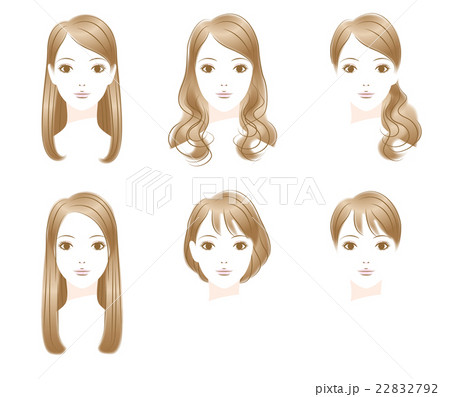 ヘアスタイル ロングヘア ショートヘア 女性のイラスト素材