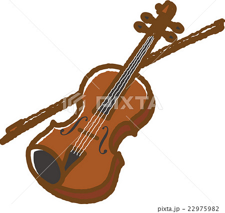 バイオリン イラスト 白バック かわいいの写真素材