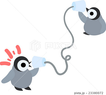 可愛い赤ちゃんペンギンと糸電話のイラスト素材 23380072 Pixta