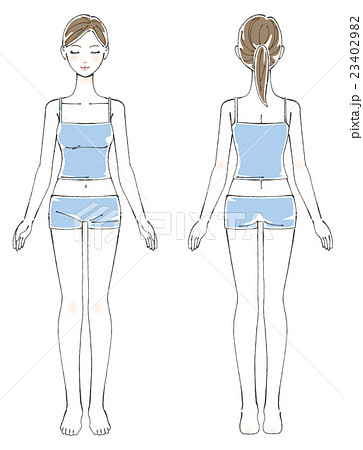 女性 正面 全身 背面のイラスト素材