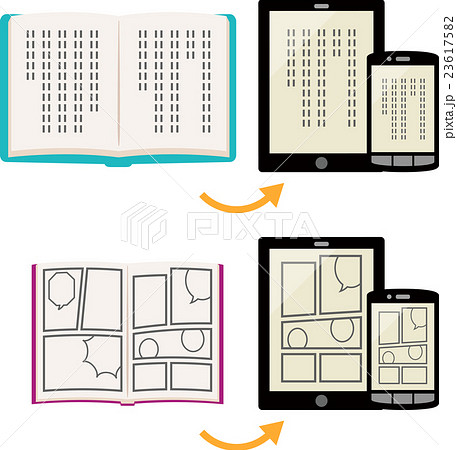 電子書籍 デジタル化 電子化 ベクターのイラスト素材 Pixta