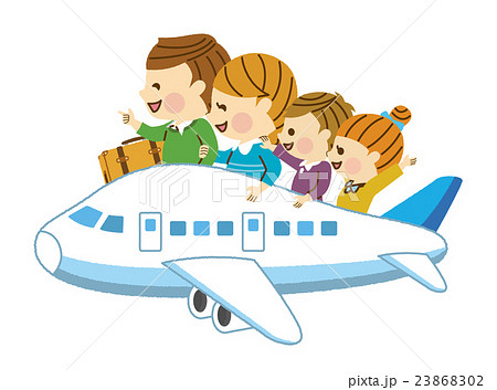 旅行 家族 飛行機 人物のイラスト素材