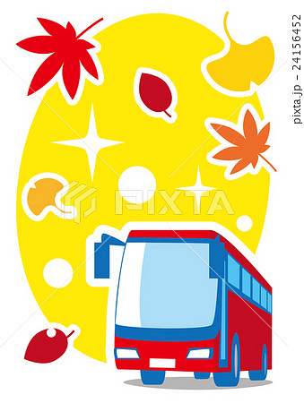 秋 バス 観光バス 紅葉のイラスト素材