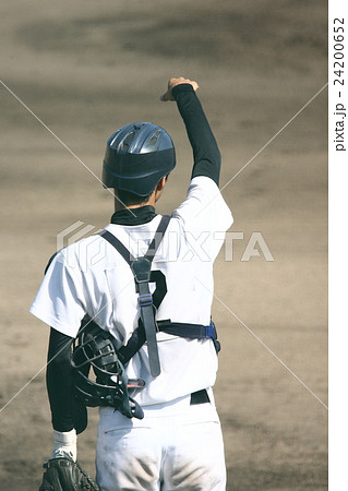 キャッチャー 捕手 高校野球 高校球児の写真素材