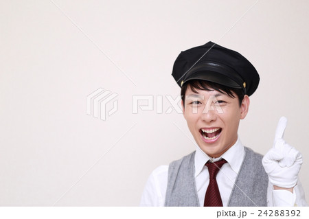 バス運転帽子 男性の写真素材
