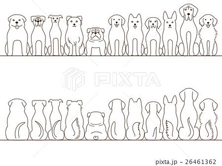 犬 種類 座る 後ろ姿のイラスト素材