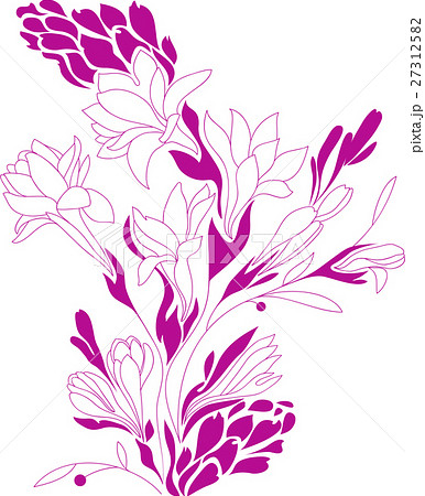 花 影 百合 モノクロのイラスト素材