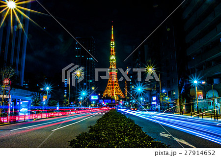 東京タワー 夜景 かっこいい 綺麗の写真素材