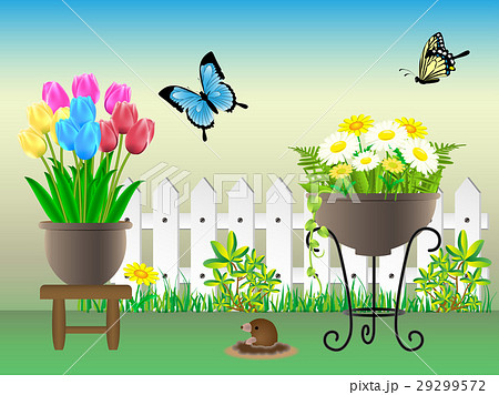 花 植木の花 植木 赤い花のイラスト素材