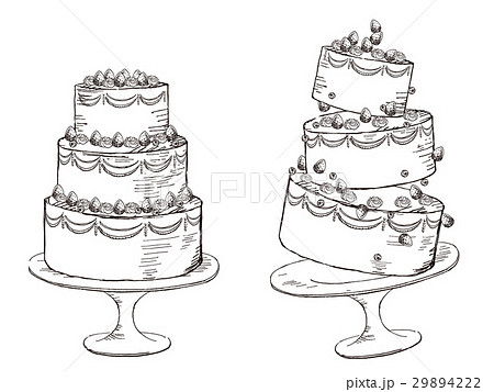 ホールケーキ ケーキ ウェディングケーキ 装飾のイラスト素材