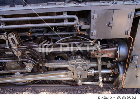 D52 蒸気機関車 車輪 御殿場線の写真素材