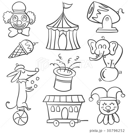 サーカス 落書き 動物 クラウンのイラスト素材 Pixta