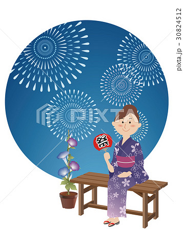 夕涼みのイラスト素材