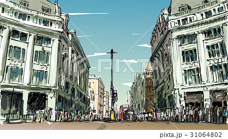 街並み ドローイング 絵 ロンドンのイラスト素材