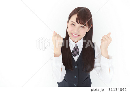 頑張れー ポーズの写真素材