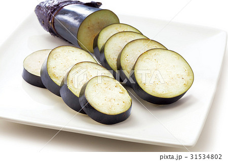 ナス 輪切り 野菜 食べ物の写真素材