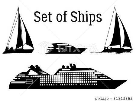 ヨット 影 白黒 船舶のイラスト素材