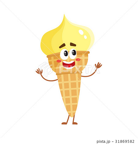 アイスクリーム キャラクター コーンの写真素材