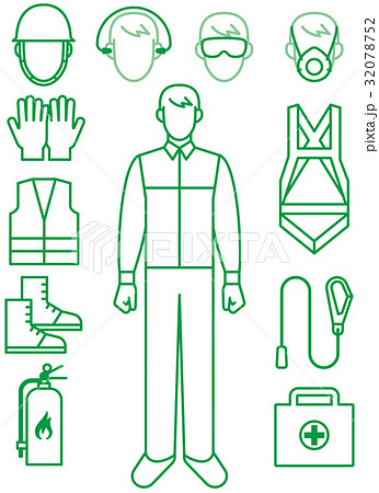 作業員 保護具 安全対策のイラスト素材