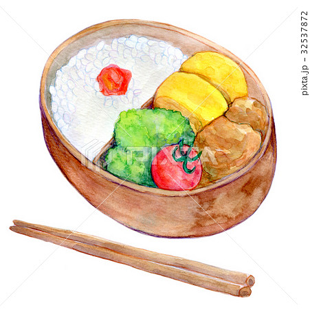 食べ物 料理 水彩 お弁当のイラスト素材