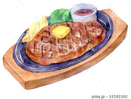 ステーキ 肉 食べ物 洋食のイラスト素材