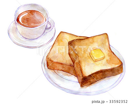 パン 洋食 食パン コーヒーのイラスト素材