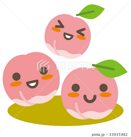 桃 果物 親子 キャラクターのイラスト素材