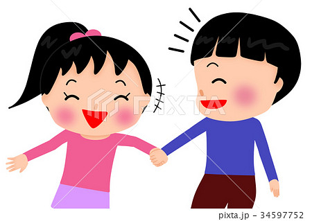 人物 女児 二人 親友のイラスト素材