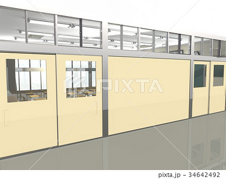 3d Cg 学校 廊下の写真素材 Pixta