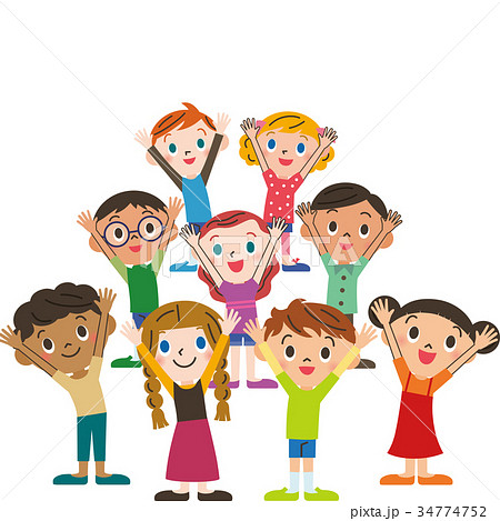 万歳 子供 男の子のイラスト素材