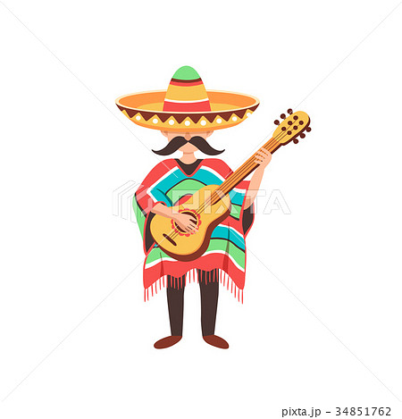 メキシカン メキシコ人 ギター ヒゲのイラスト素材