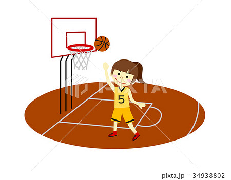 バスケットボール 人物 子供 シュートのイラスト素材
