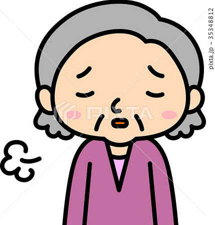 認知症 おばあちゃん 表情のイラスト素材