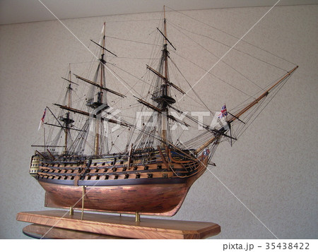 帆船模型完成品の写真素材